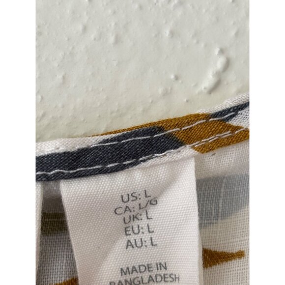 C&C California 100% Linen Button Down Tropical Print Sleeveless Shirt L - Picture 4 of 8